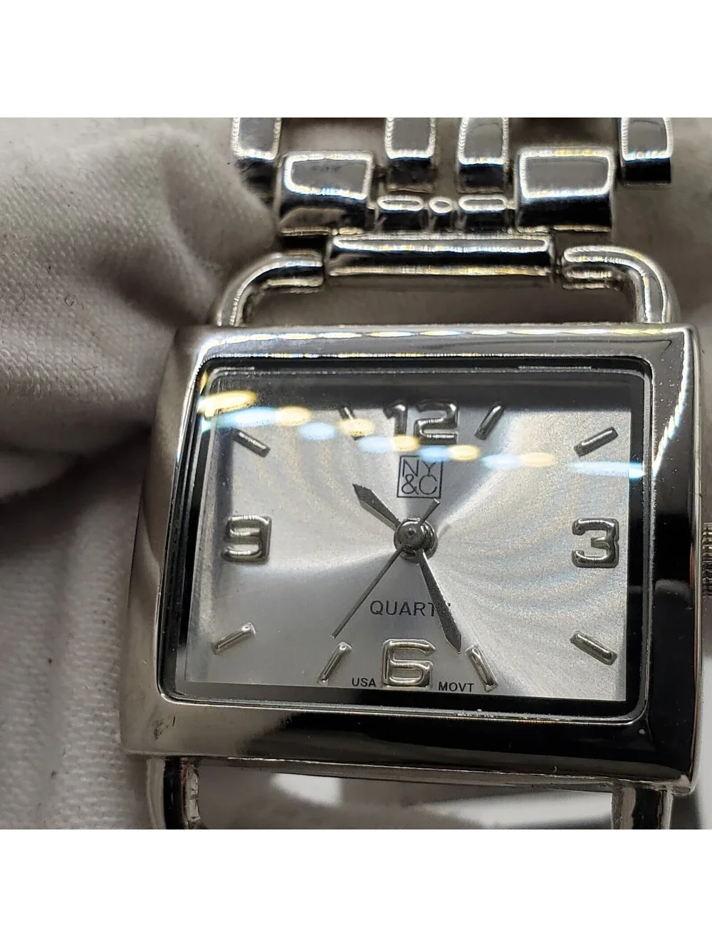 NY&C Watch 26mm Womens Rectangle Silver Tone New Battery